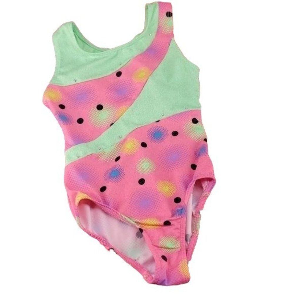 Freestyle Danskin Pink Dotted Dance Gymnastics Leotard Size Small